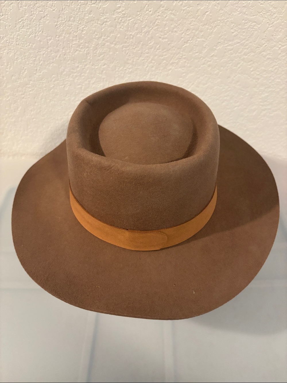 Lack of Color Mirage Boater Dusty brown XXL dipped crown genuine suede band NWT - Picture 4 of 15